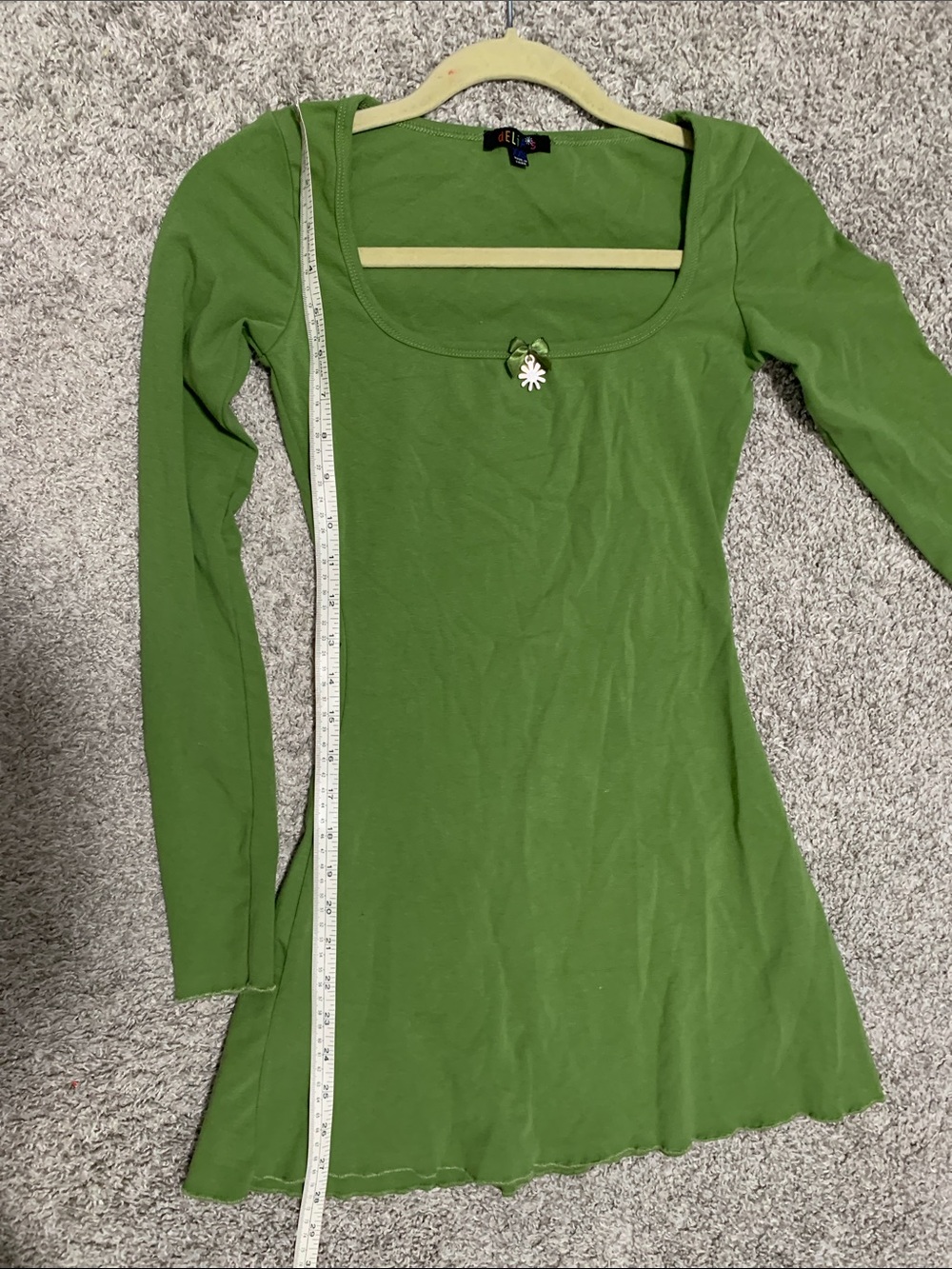 Delias Green Square Neck Long Sleeve Mini Dress - Picture 6 of 9